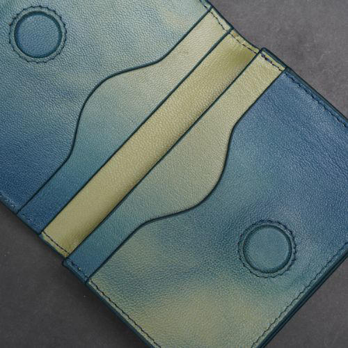 Zays Premium Leather Magnetic Card Holder - Slim and Eco-Friendly Mini Wallet for Unisex - Handmade Secure Compact and Stylish Design (ZCW115 - Sky Mix)