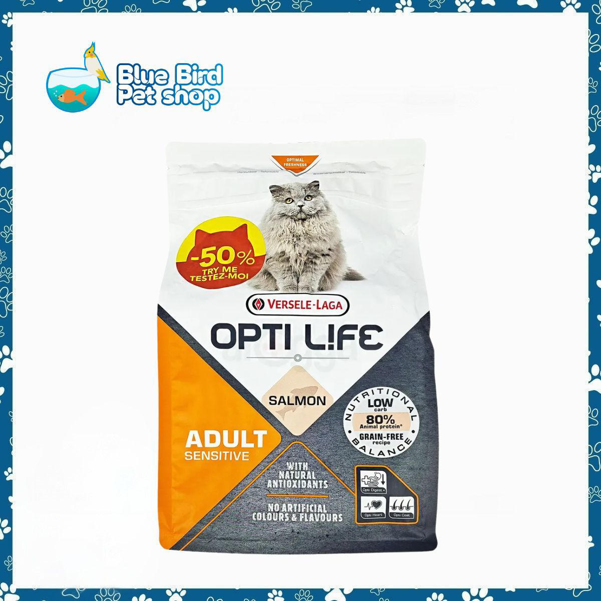 Versele-Laga Opti-Life Grain Free Super Premium Cat Food Sensitive Adult Salmon 1KG