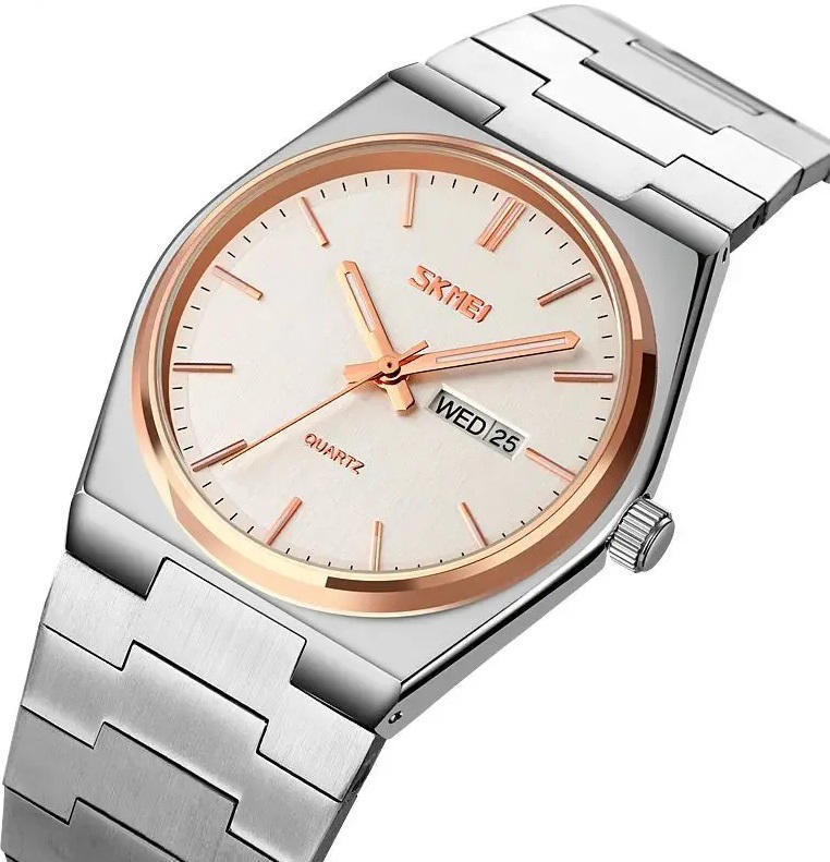 Skmei 9288 Stainless Steel luxury Watch for Men’s - Silver Gold