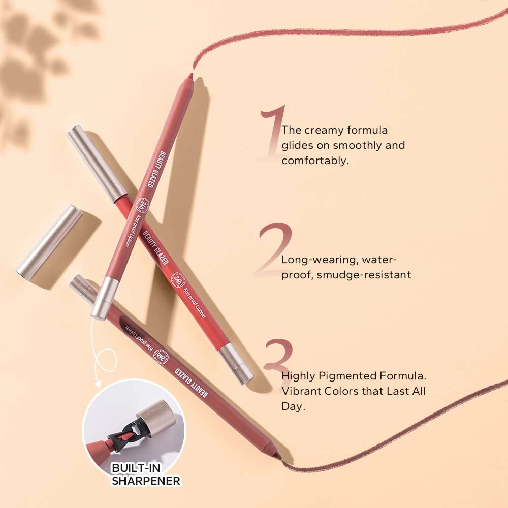 1pcs Beauty Glazed Lively Waterproof & Long Lasting Lip Liner - 9 Shades Available