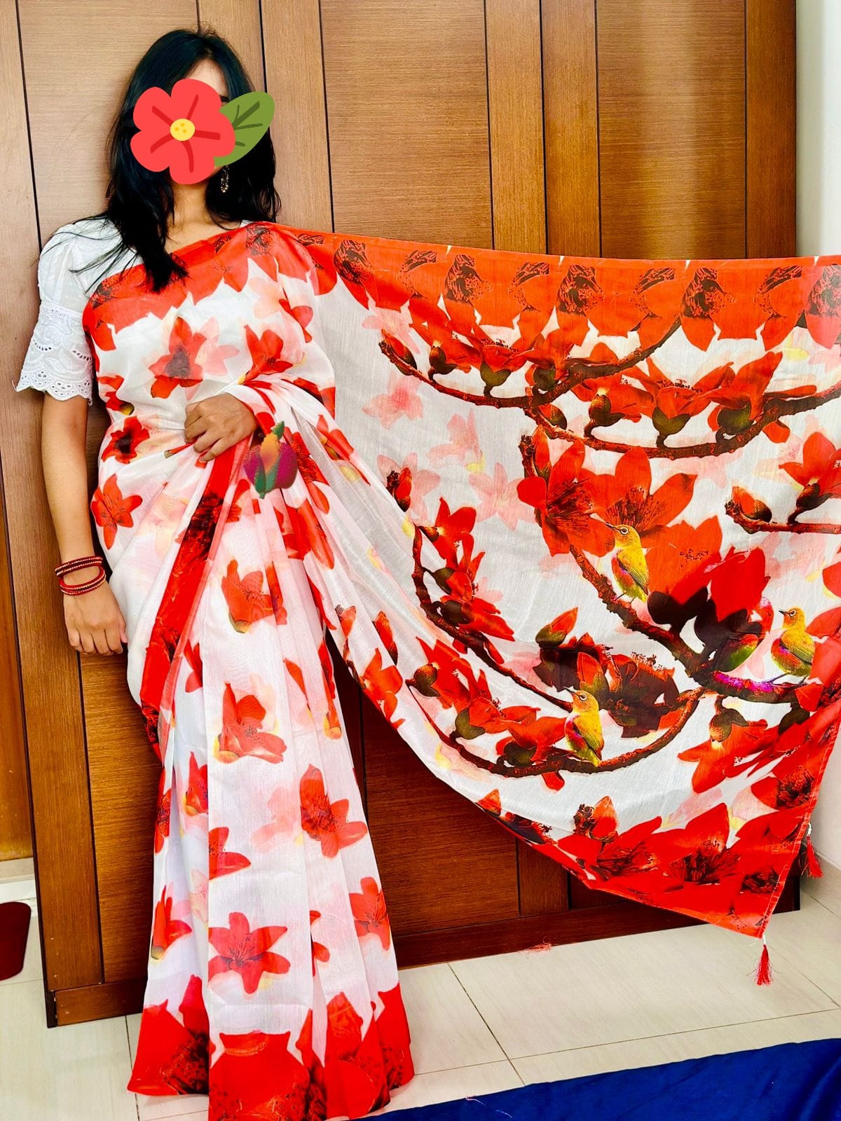 Chanduri silk sharee