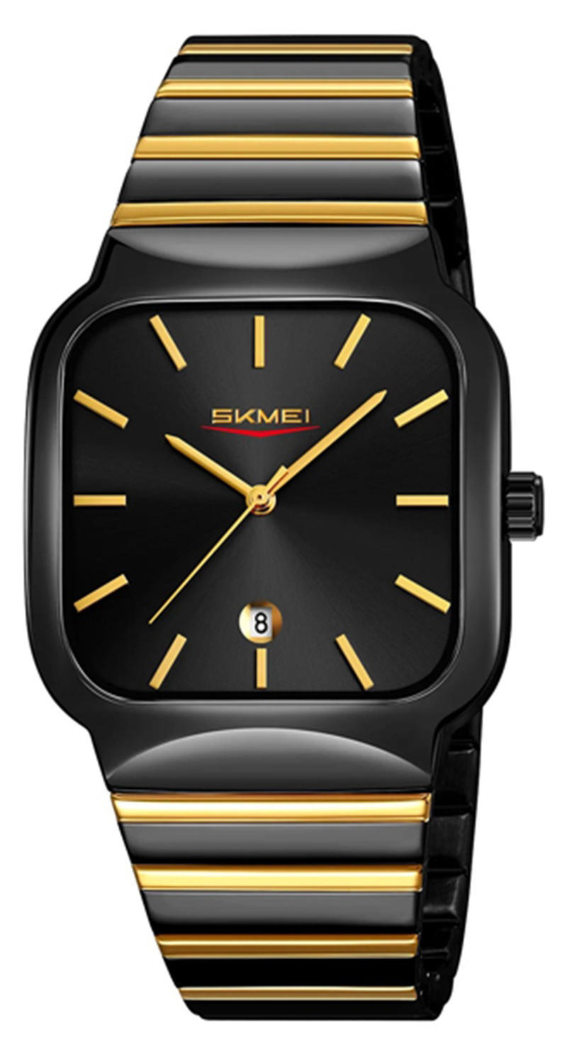 Skmei 9361 Square Quartz Watch for Men- Gold Black