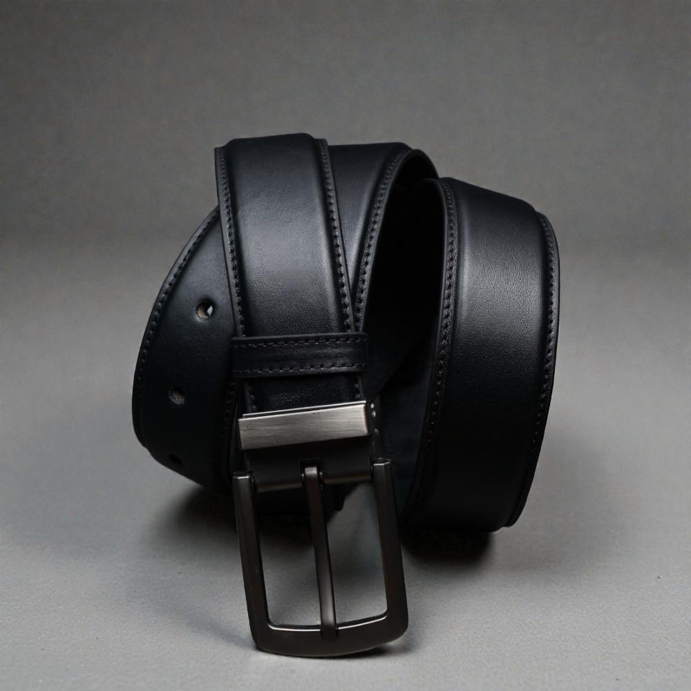 Zays Handcrafted Genuine Leather Belt for Men – Premium Quality, Adjustable, Stylish & Durable (BS103-BC103-Black)