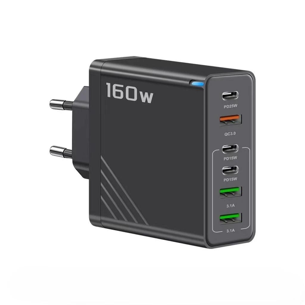 160W Super Fast Multi-Port GaN Charger with 6-in-1 Power Delivery