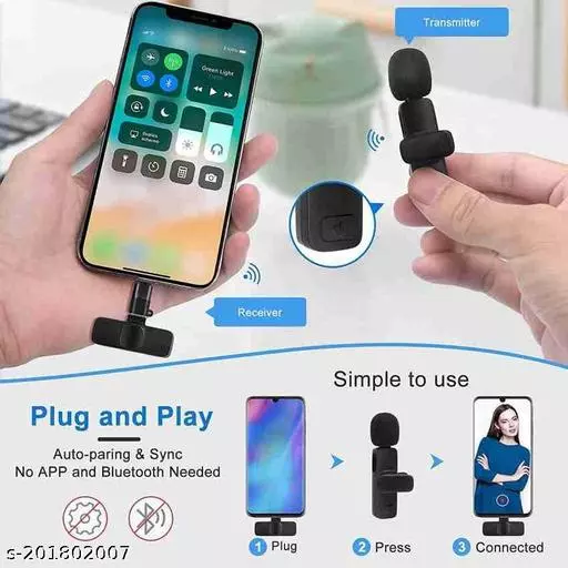 K8 Wireless Microphone for YouTube Vlogging, Video Recording Online Classes with Noise Cancellation Mic Supports (Type C)