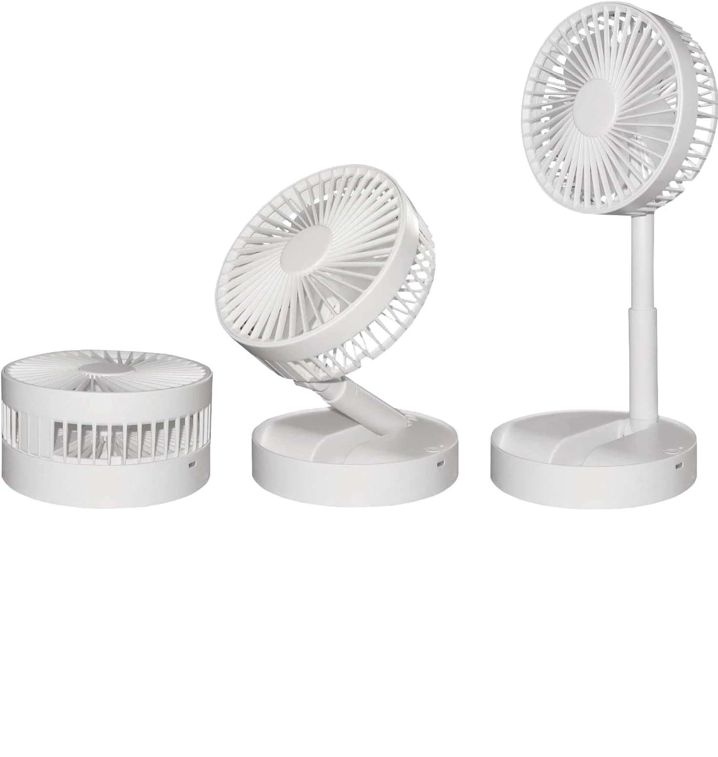 Folding Rechargeable Desk Fan, 3 Speeds Adjustable Height Table Fan with Timer, 2000mAh Rechargeable USB Charging for Home Office Travel