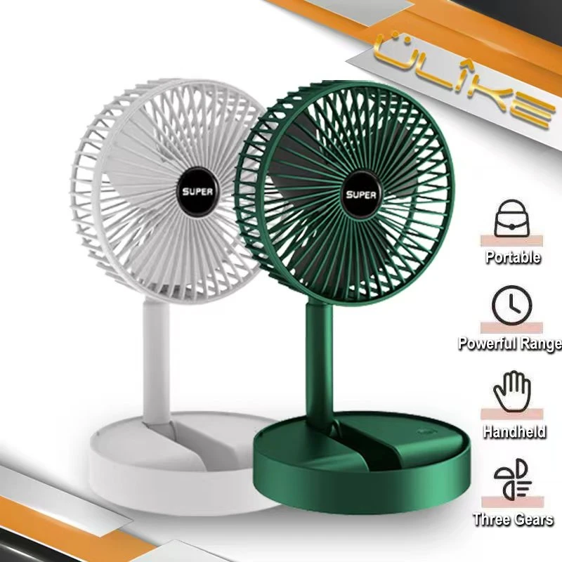 Folding Rechargeable Desk Fan, 3 Speeds Adjustable Height Table Fan with Timer, 2000mAh Rechargeable USB Charging for Home Office Travel