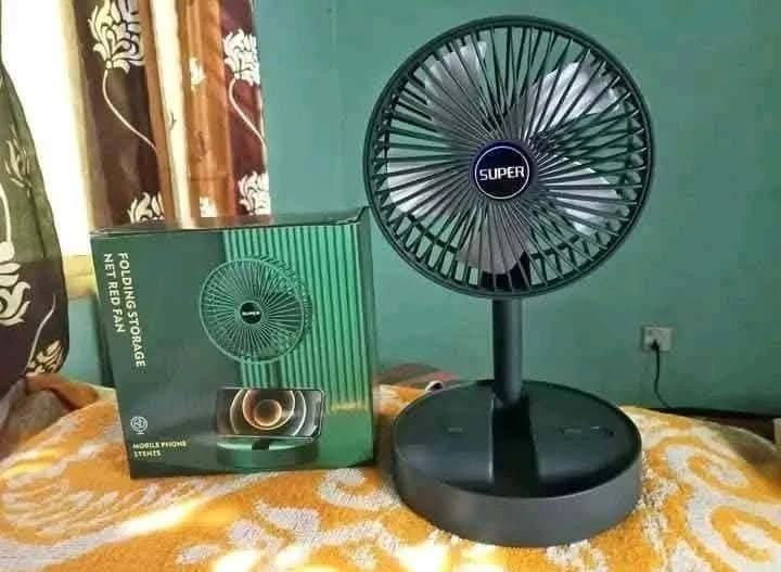 Folding Rechargeable Desk Fan, 3 Speeds Adjustable Height Table Fan with Timer, 2000mAh Rechargeable USB Charging for Home Office Travel