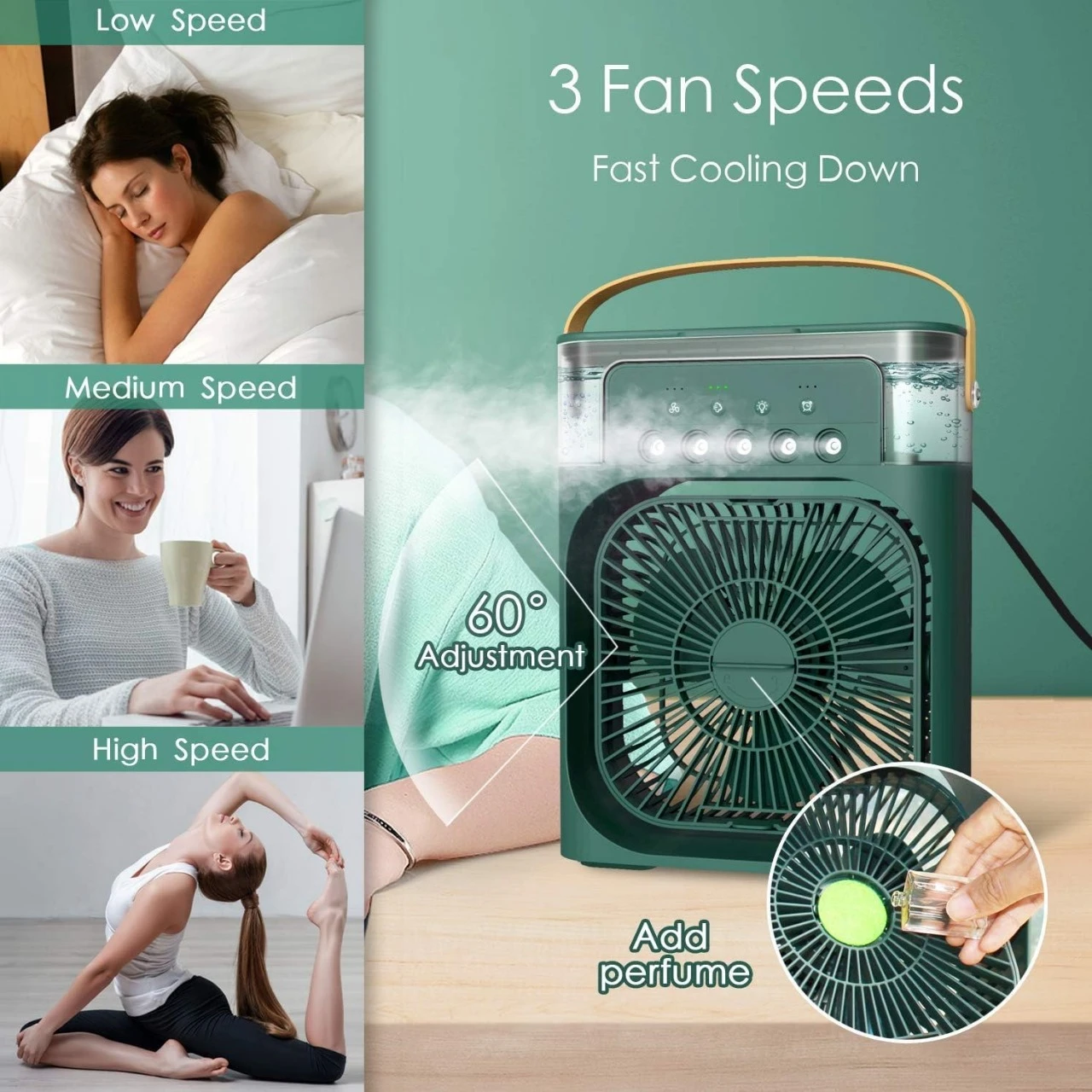 Air Cooling USB Fan with LED Night Light Water Fan
