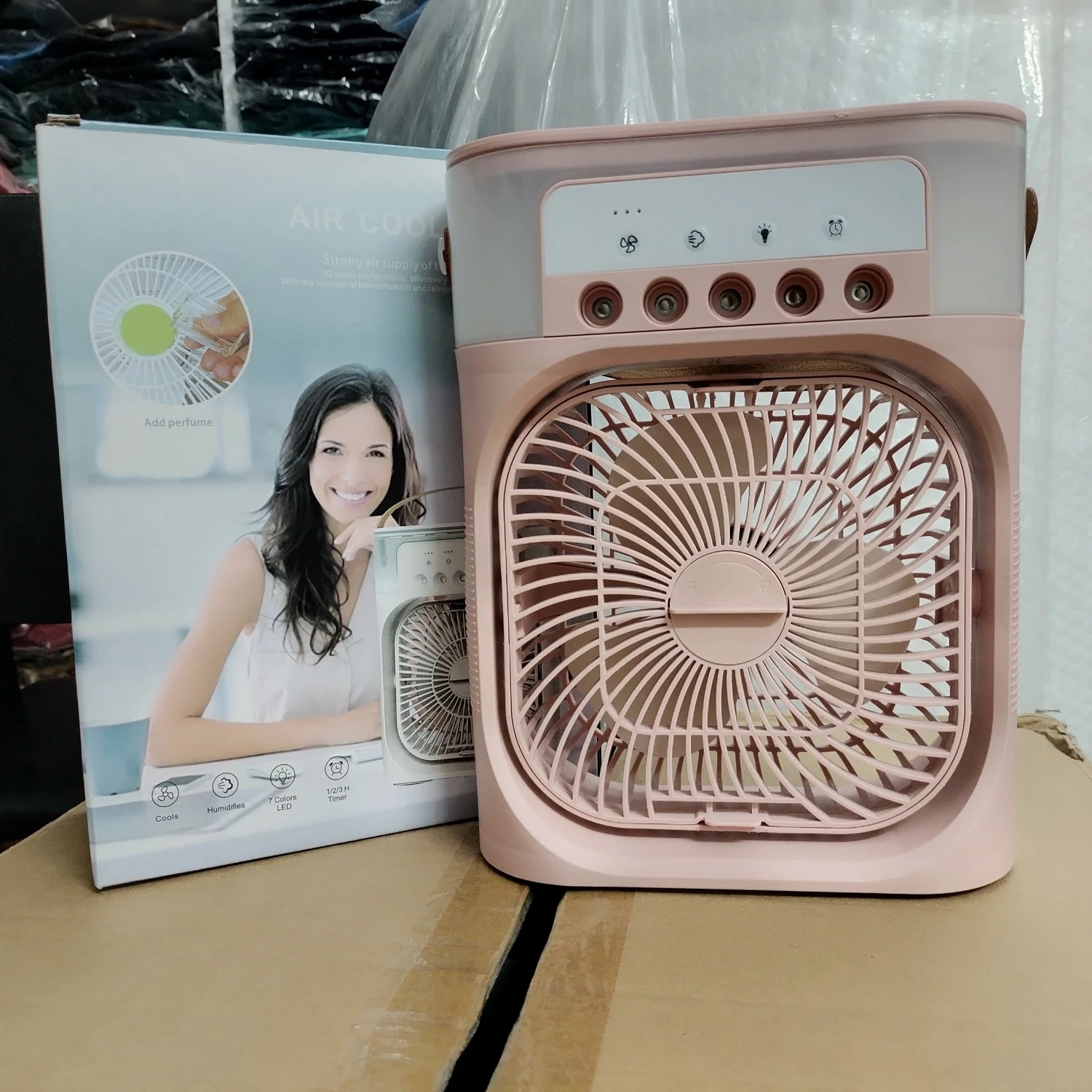 Air Cooling USB Fan with LED Night Light Water Fan