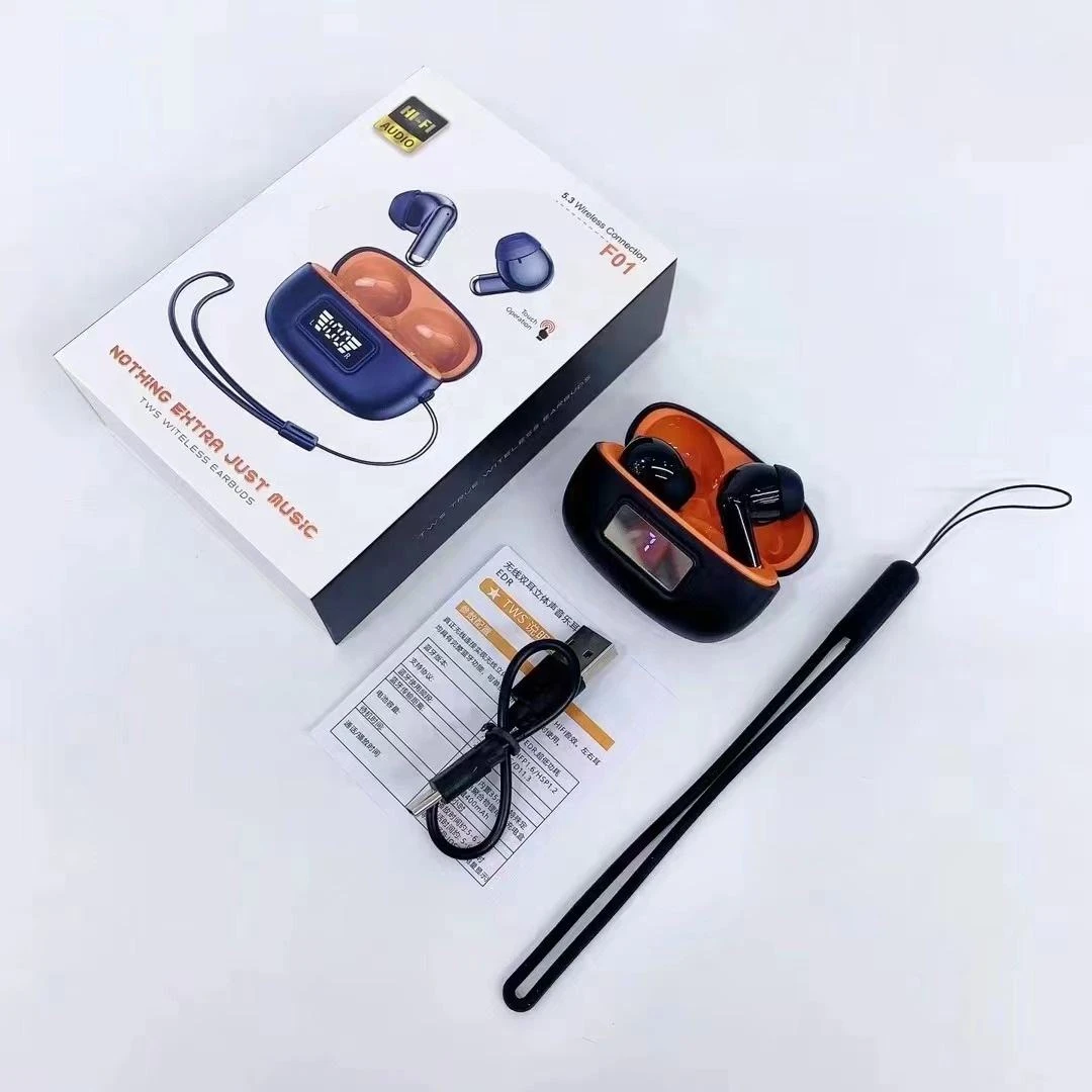 F01 Newest Tws True Wireless BT 5.3 Macaron Headphones Digital Hifi Stereo Low-latency Gaming Sports Headset With Lanyard f01