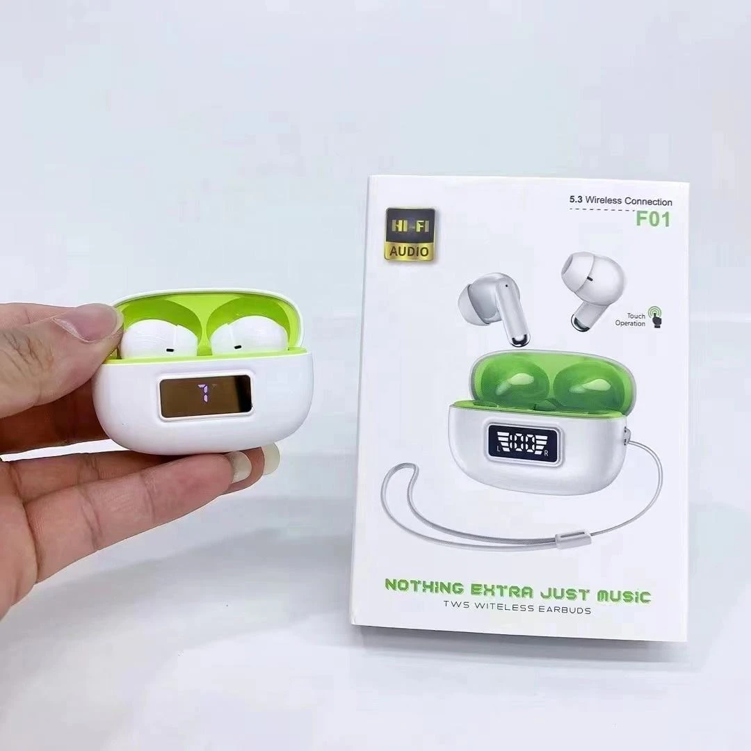 F01 Newest Tws True Wireless BT 5.3 Macaron Headphones Digital Hifi Stereo Low-latency Gaming Sports Headset With Lanyard f01