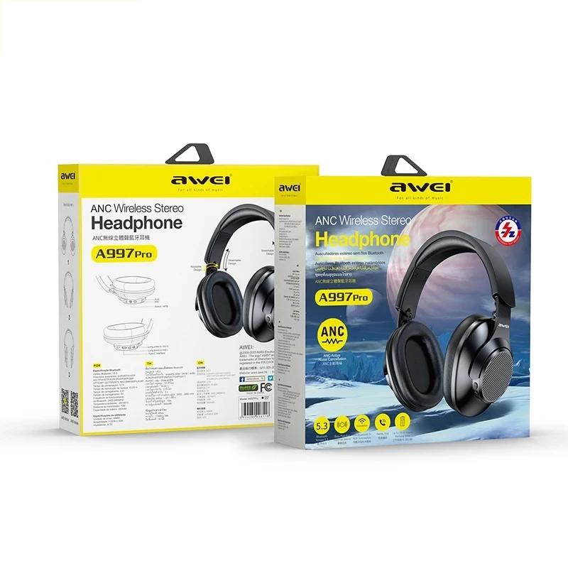 Awei A997 PRO ANC Wireless Stereo Headphone Bluetooth with Mic Noise Cancelling Long Battery Life Explosive Bass