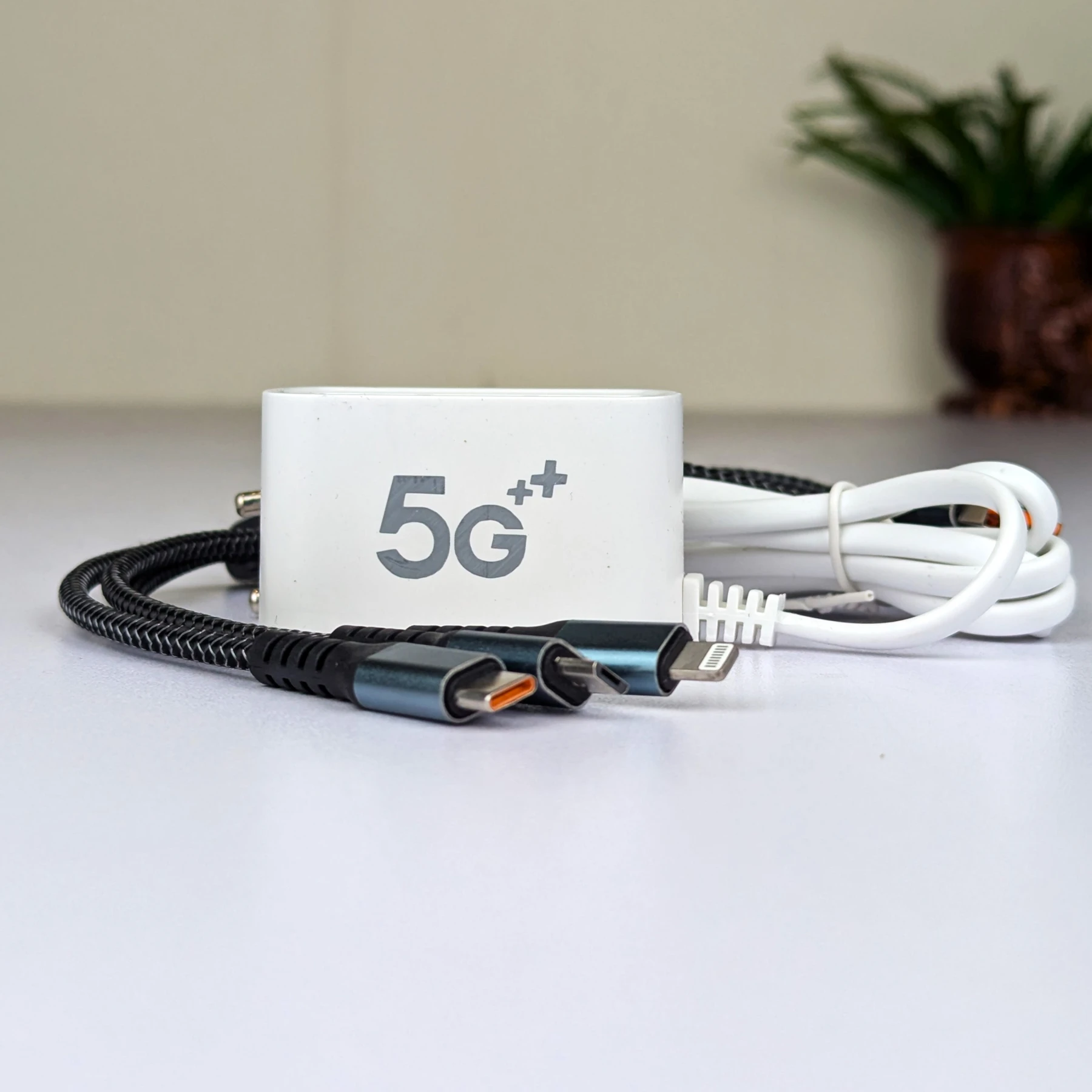 6-in-1 Charging Solution: 6U Multi-Port Charger with 3-in-1 Fast Cable