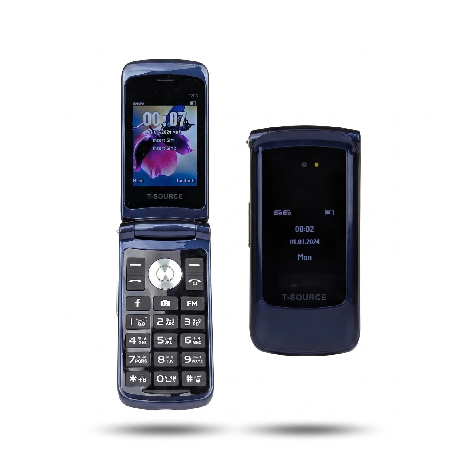 T-Source T203 Dual Display Folding Mobile Phone (BLUE)