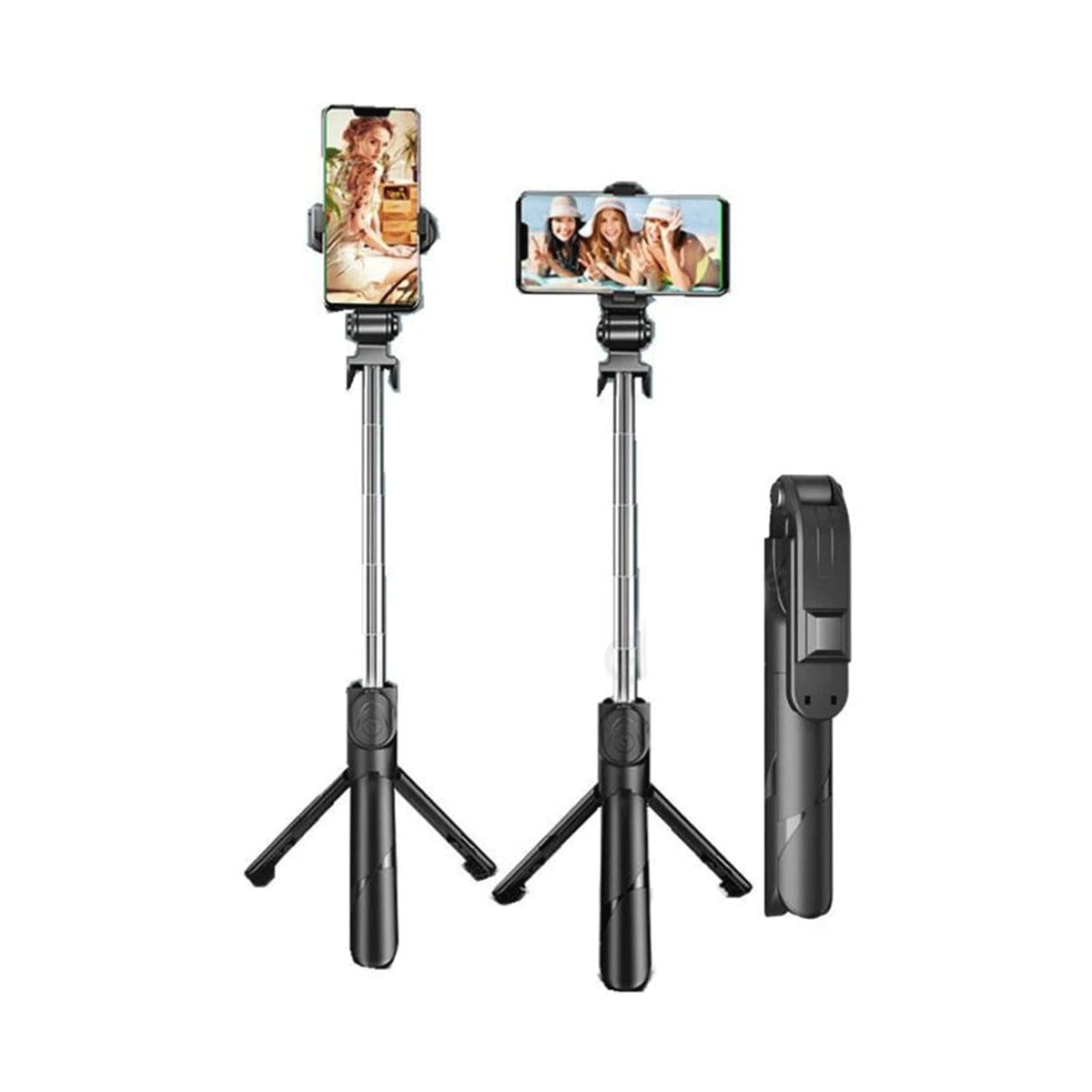 Smart Vlogger's Combo: K8 Wireless Microphone, Q07 Bluetooth Selfie Stick & 360° Rotating Phone Stand