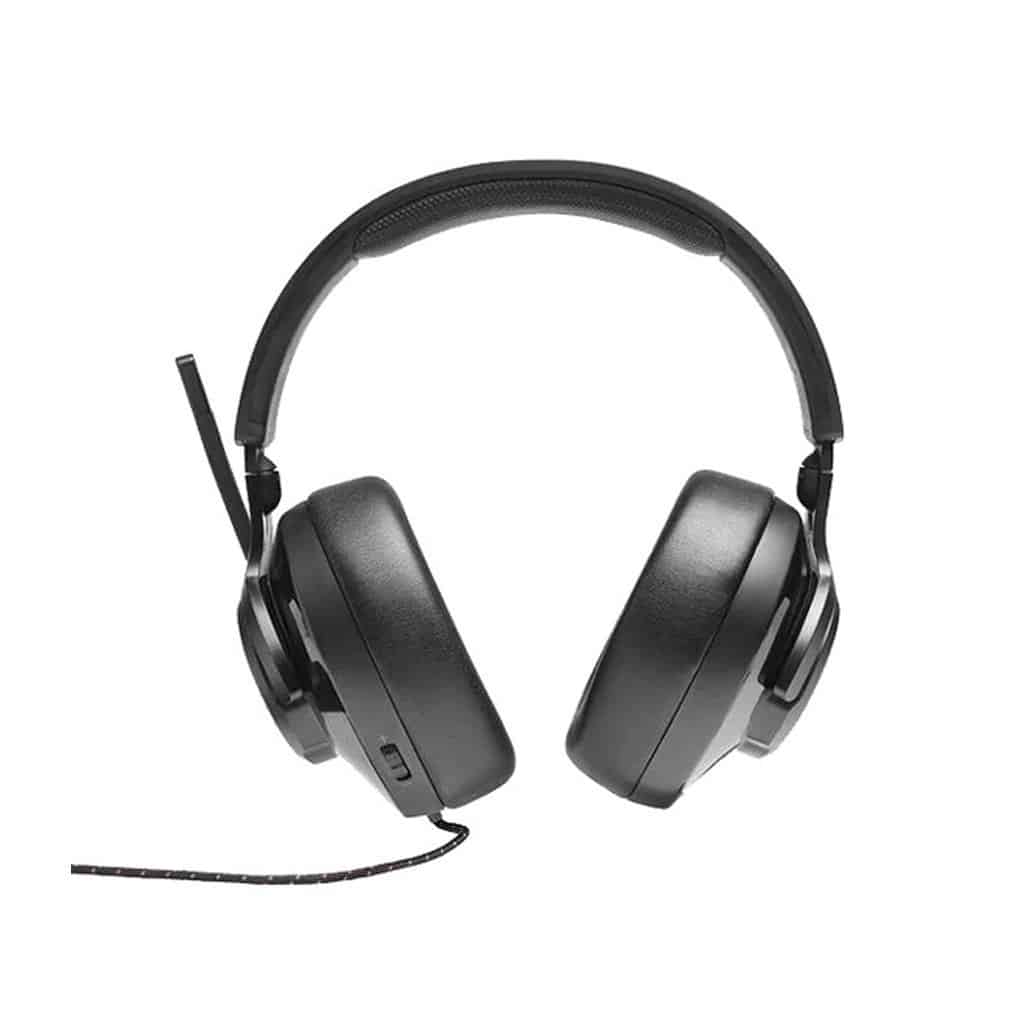 JBL Quantum 300 Hybrid wired over-ear gaming headset with flip-up mic