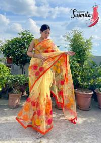 হাফসিল্ক শাড়ীতে হ্যান্ডপ্রিন্ট তুলির কাজ করা