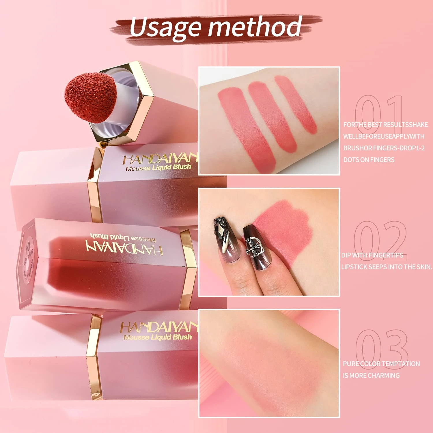Handaiyan Mousse Liquid Blush 7 ml shade (love cake)