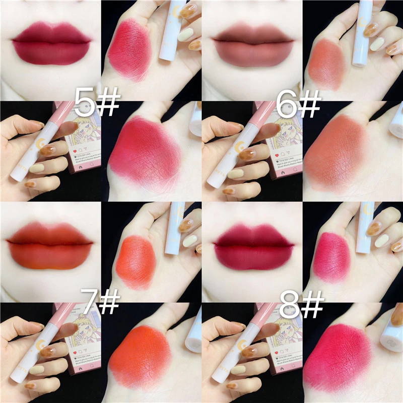 Little monster liquid 8 Pcs/set of Cigarete tube lip glaze set matte white lipstick set- 8 Colours