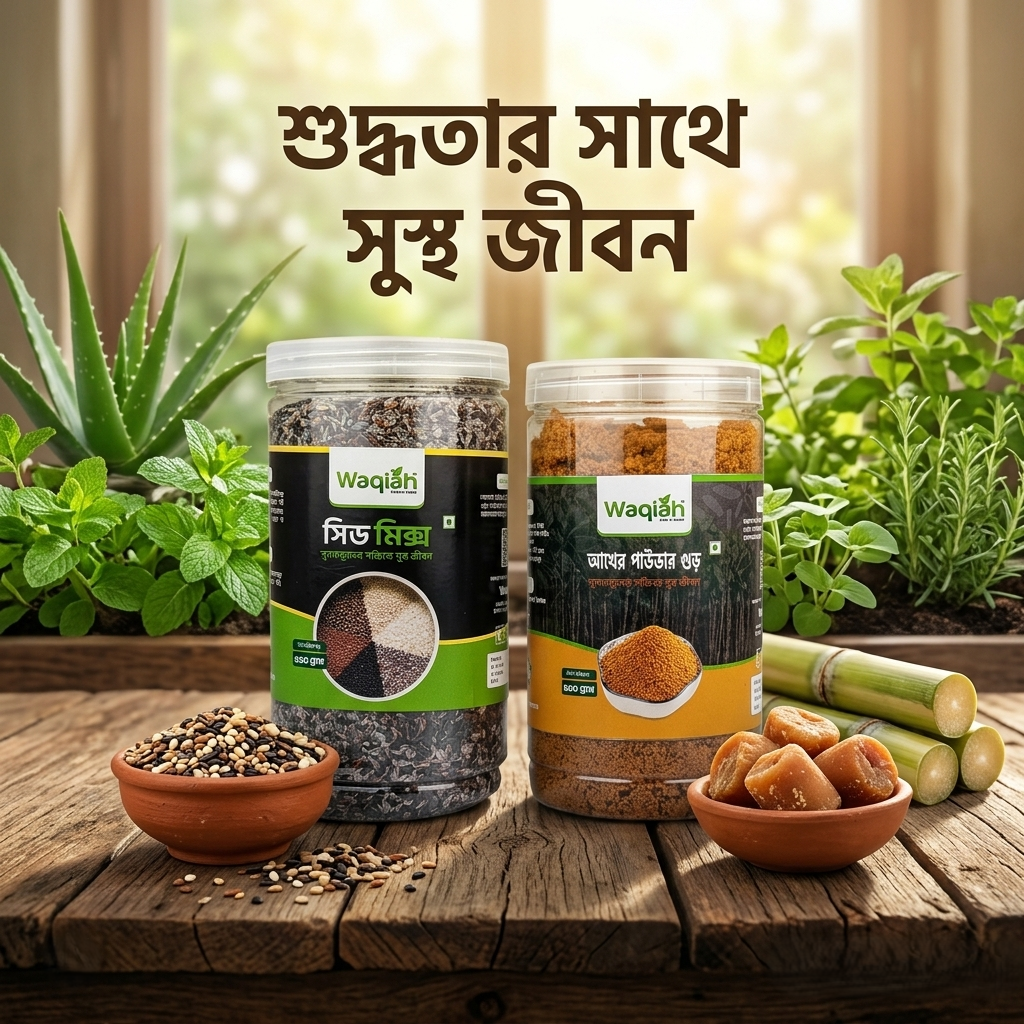 Healthy Life Pairing: Premium Seed Mix and Pure Sugarcane Powder Jaggery (500g Jar)