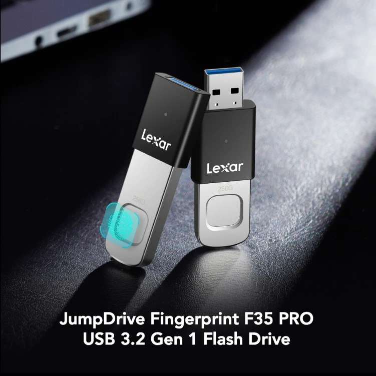 Lexar JumpDrive F35 Pro Fingerprint USB 3.2 Flash Drive – 256GB