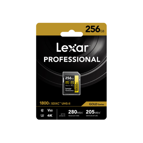 Lexar 256GB Professional GOLD 1800x UHS-II SDXC Memory Card