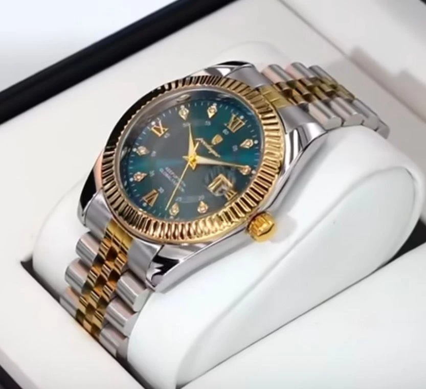 POEDAGAR 910 Luxury Quartz Watch for Man High Quality Diamond Date Men Clock Quartz Stainless Steel (Master copy)