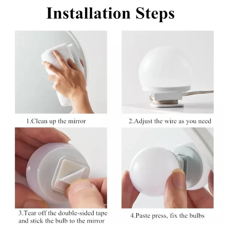 12v dressing table usb kit beauty mirror light 3 color 10 bulb dimming makeup lamp led hollywood fill cosmetic light