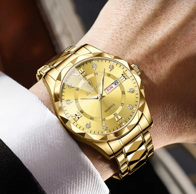 BINBOND 2521 Luxury Brand Luminous Quartz Watch For Men (full golden)