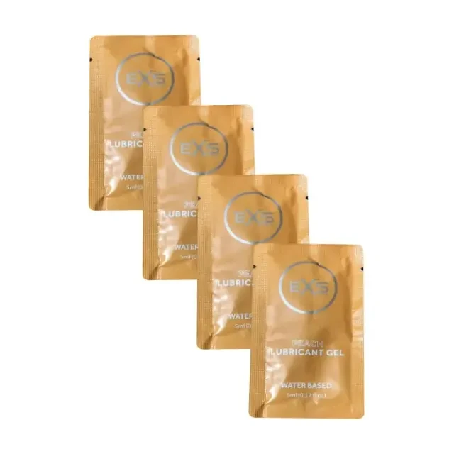 EXS Lubricant - Peach Flavored Water Based Lubricant 5ml x 4 Pouch - Travel/Honeymoon Pack