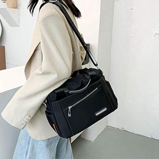 Luxury Bag Waterproof Nylon Shoulder Ladies Travel Crossbody (Black )